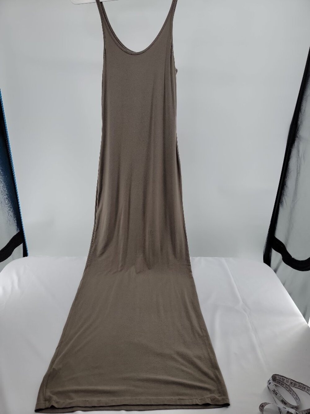 Alexander Wang Taupe Modal Tank Maxi Dress Minimalist Bodycon Slip Small - Picture 2 of 6